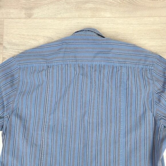 RW&CO Men's Navy Blue Striped Short Sleeve Button Down Shirt Medium - Picture 11 of 16